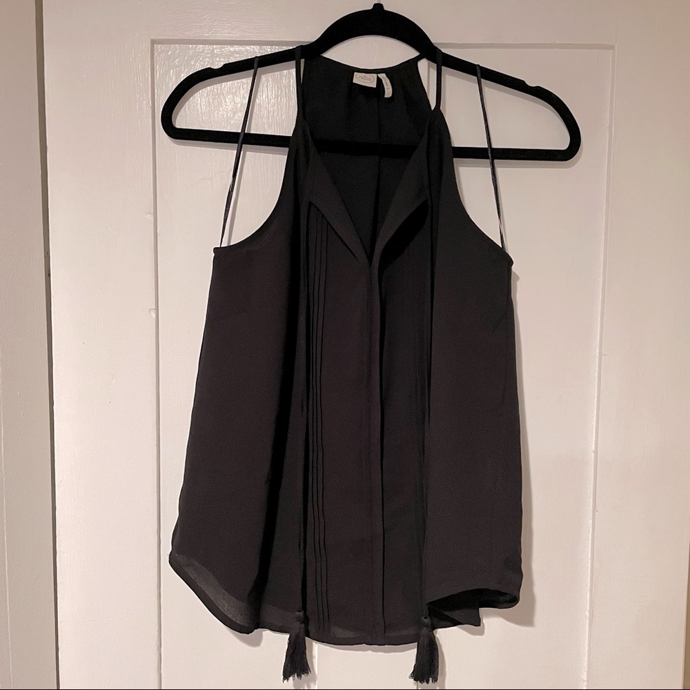 Paper Crane Chiffon Top with Tassels